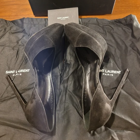 Saint Laurent black suede stiletto, size 7.5 - Picture 2 of 13